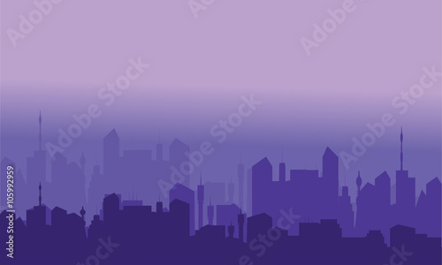 Silhouettes of city with purple color