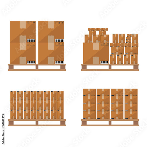 Brown carton box wooden pallet