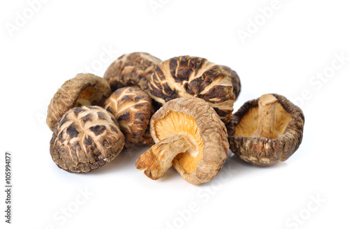dried Shiitake mushrooms on white background