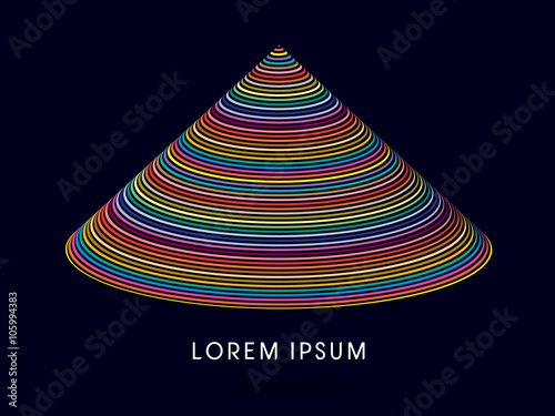 Abstract Pyramid, Triangle shape building, designed using colorful line graphic vector.
