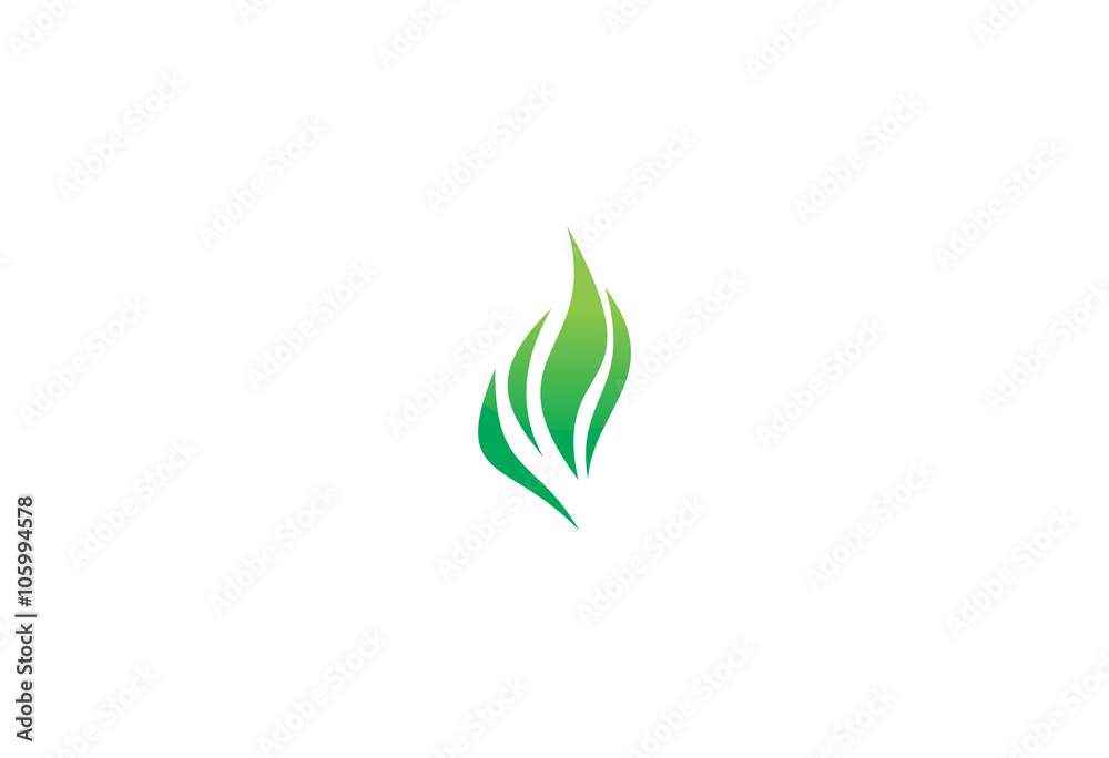 green eco flame design logo
