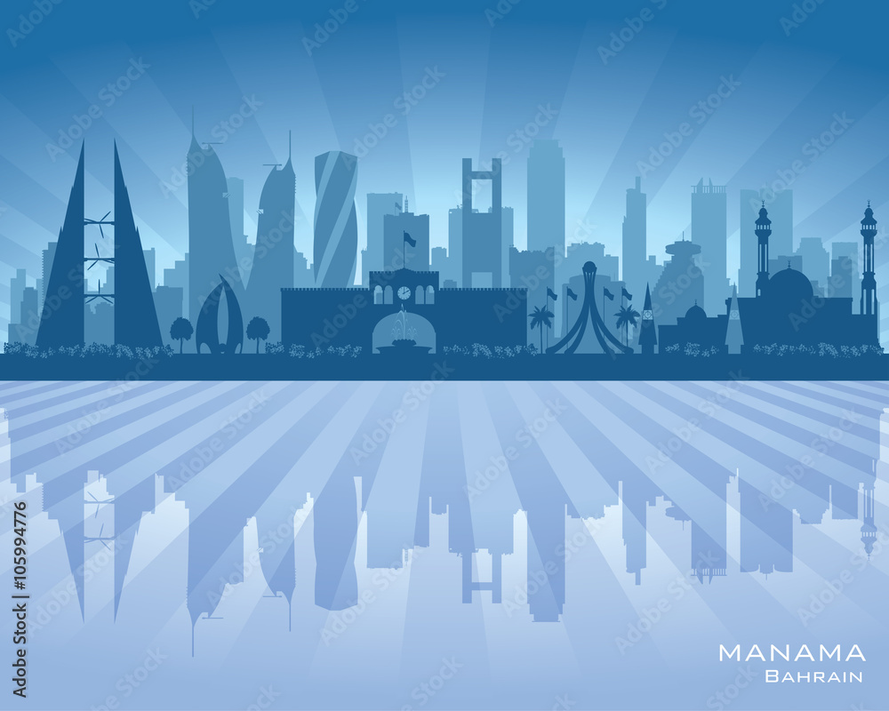 Manama Bahrain  city skyline vector silhouette