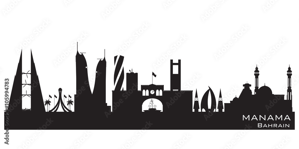 Manama Bahrain city skyline vector silhouette