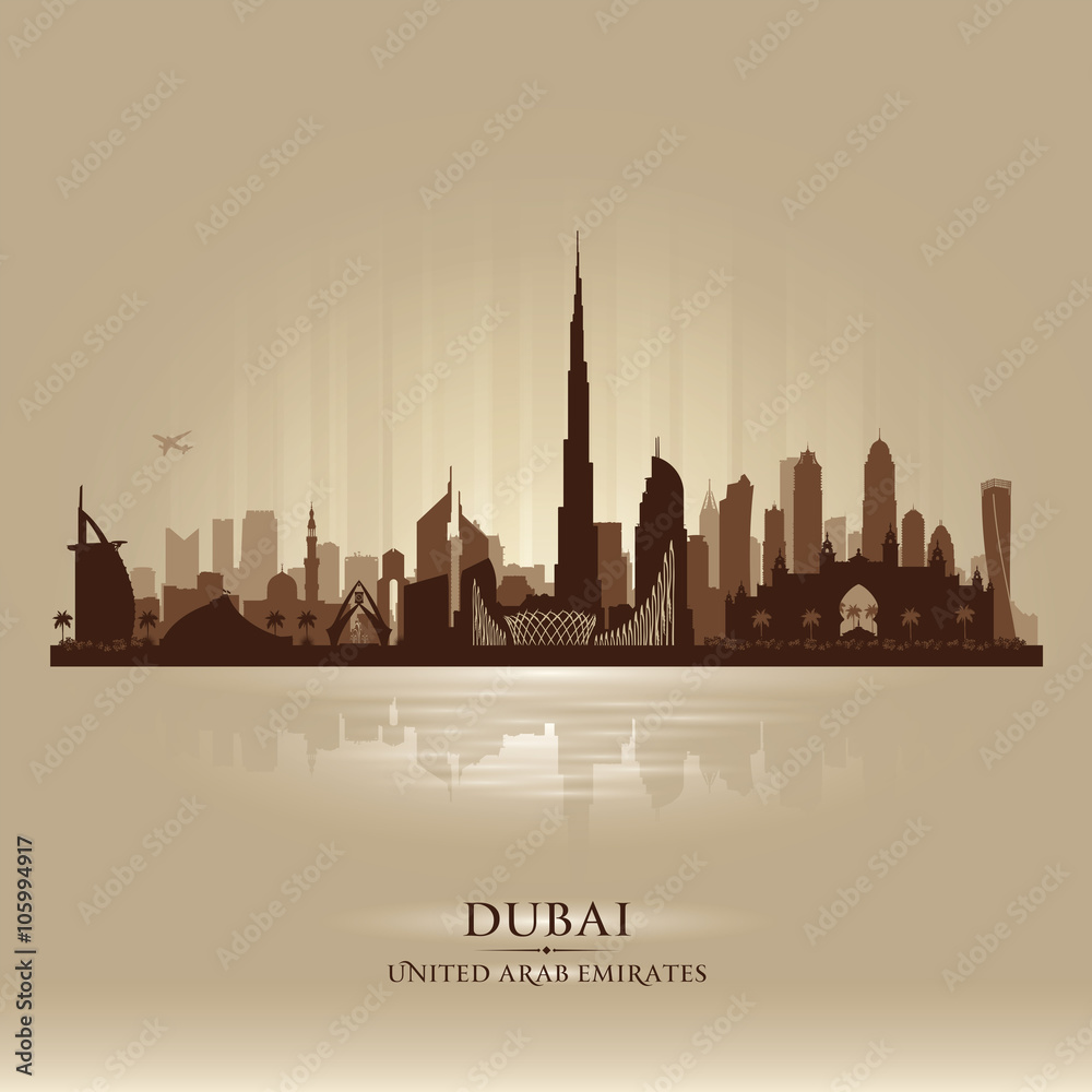 Fototapeta premium Dubai UAE city skyline vector silhouette