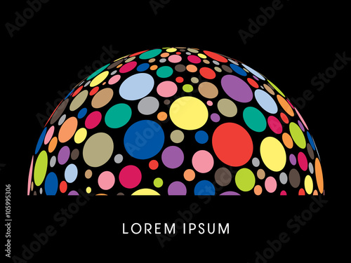 Abstract Building, dome, designed using colorful dots graphic vector

