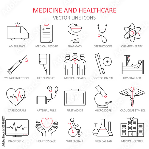 Modern thin line of icons on medicine.