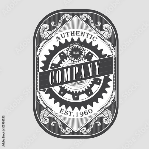 Antique steampunk label vintage frame retro border engraving vec