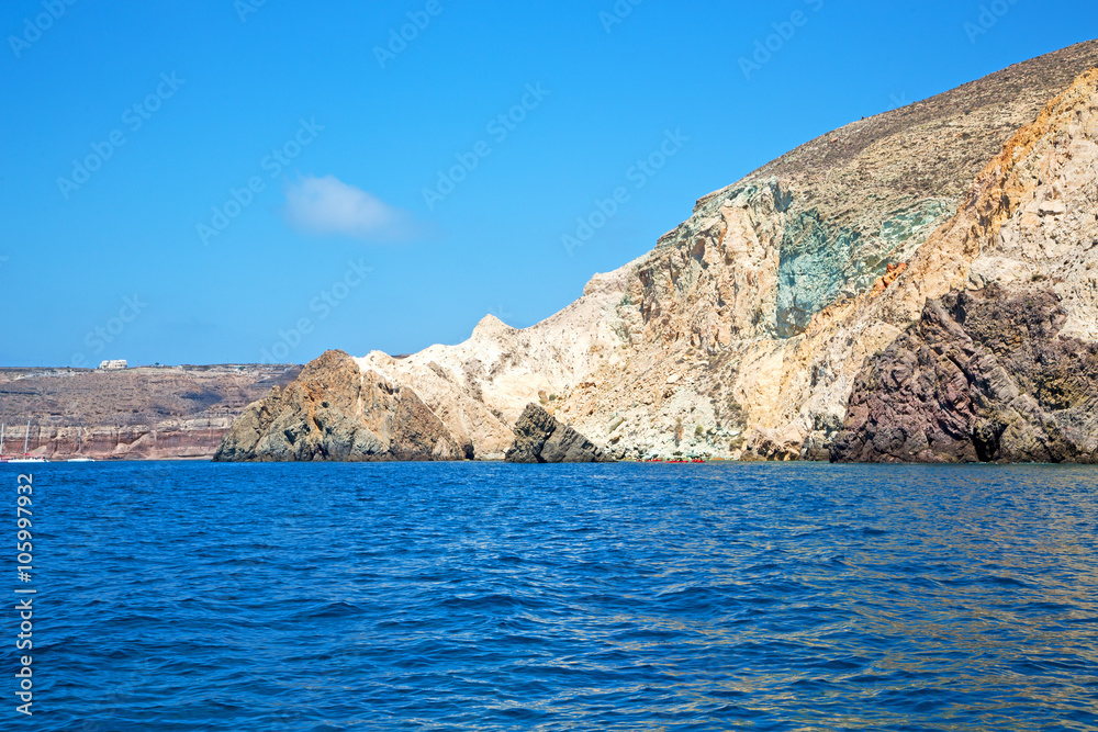 from the boat sea and sky in mediterranean sea santorini greece