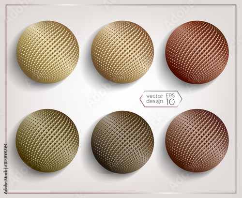 A set of 3D spheres with Halftone Effect. Metal effect. Elements for design. Vector EPS10 comfortable editing.