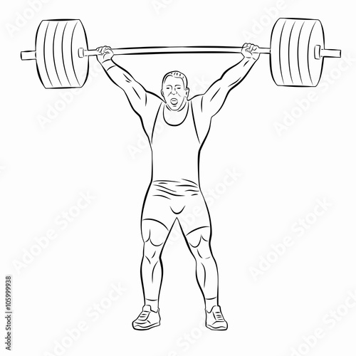 silhouette of weightlifter , vector drawing