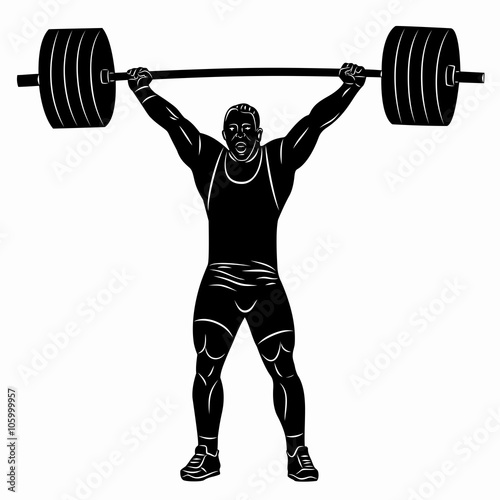 silhouette of weightlifter , vector drawing