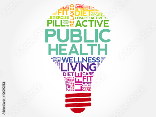Public Health bulb word cloud, health concept background