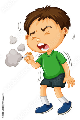 Boy smoking cigarette alone