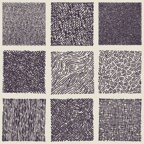 Set of hand drawn marker and ink patterns