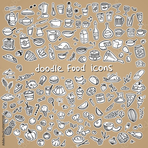 food icons, drawn by hand