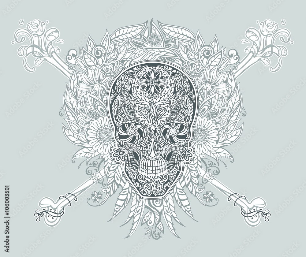 Fototapeta premium human skull made of flowers