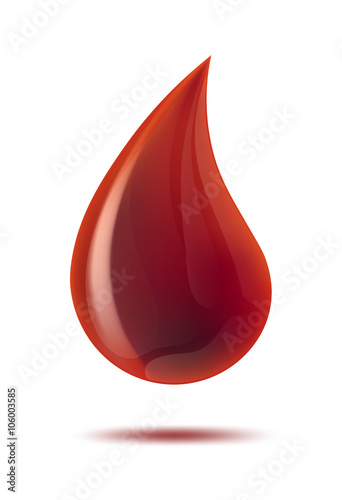 Red blood drop symbol on white, vector illustration.