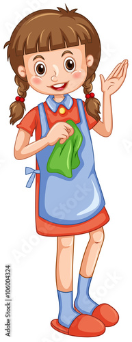 Little girl with cleaning cloth
