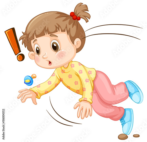 Little girl falling down