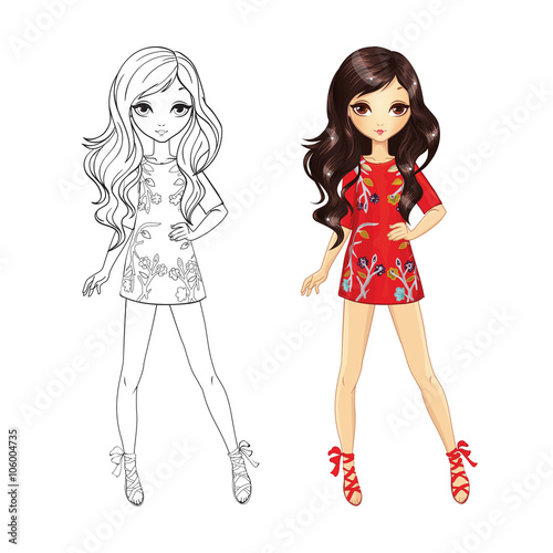 Coloring Book Of Fashion Brunette