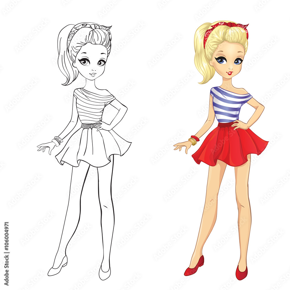 Coloring Book Of Girl In Red Skirt Coloring Book Of Girl In Red Skirt