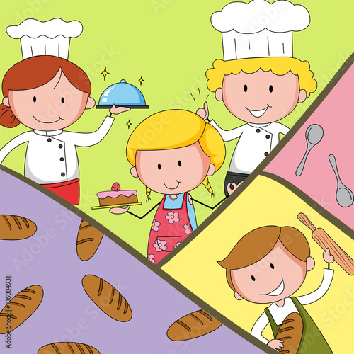 Bakers and chef in uniform