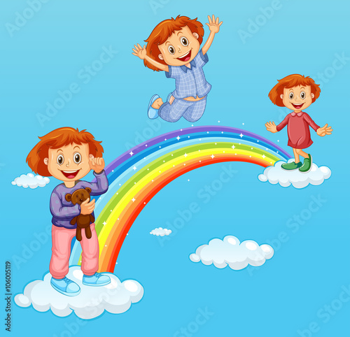 Three girls over the rainbow