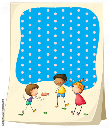 Paper design with children playing frisbee