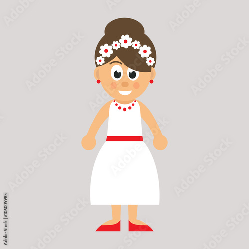 cartoon woman in white dress
