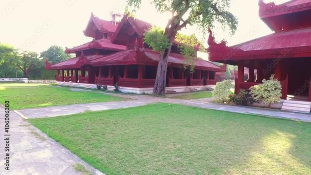 Houses of the Architectural ensemble of The Mandalay Royal Palace in Myanmar. Houses of the Architectural ensemble of The Mandalay Royal Palace in Myanmar.
