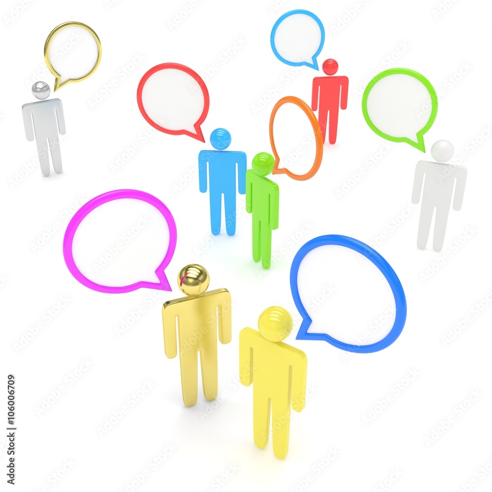 people with talk bubbles isolated over a white background people with talk bubbles isolated over a white background
