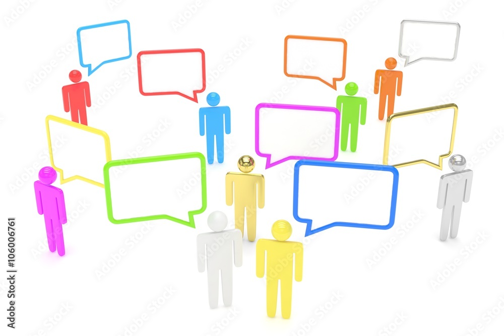 people with talk bubbles isolated over a white background people with talk bubbles isolated over a white background