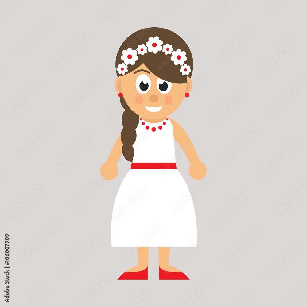 cartoon woman in white dress vector cartoon woman in white dress vector