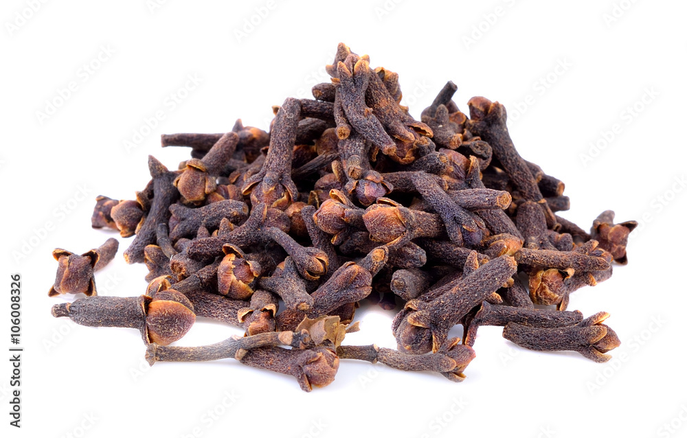 spice  clove  on the white ground
