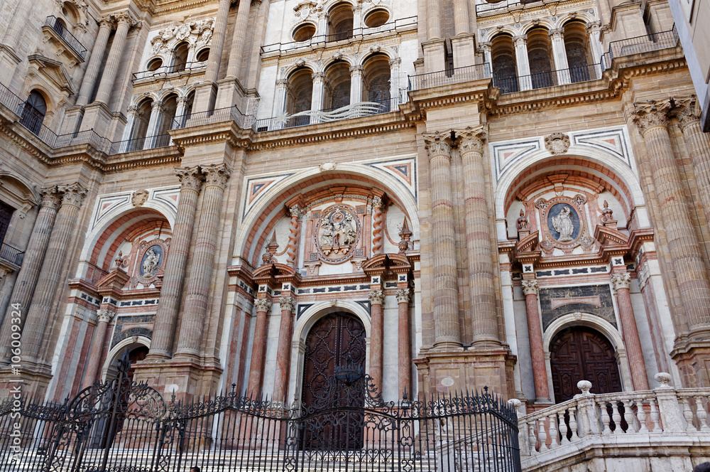 details architecture of Spanish city. Malaga