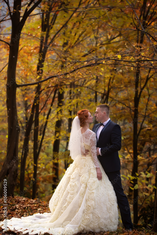 Wedding couple in forest
