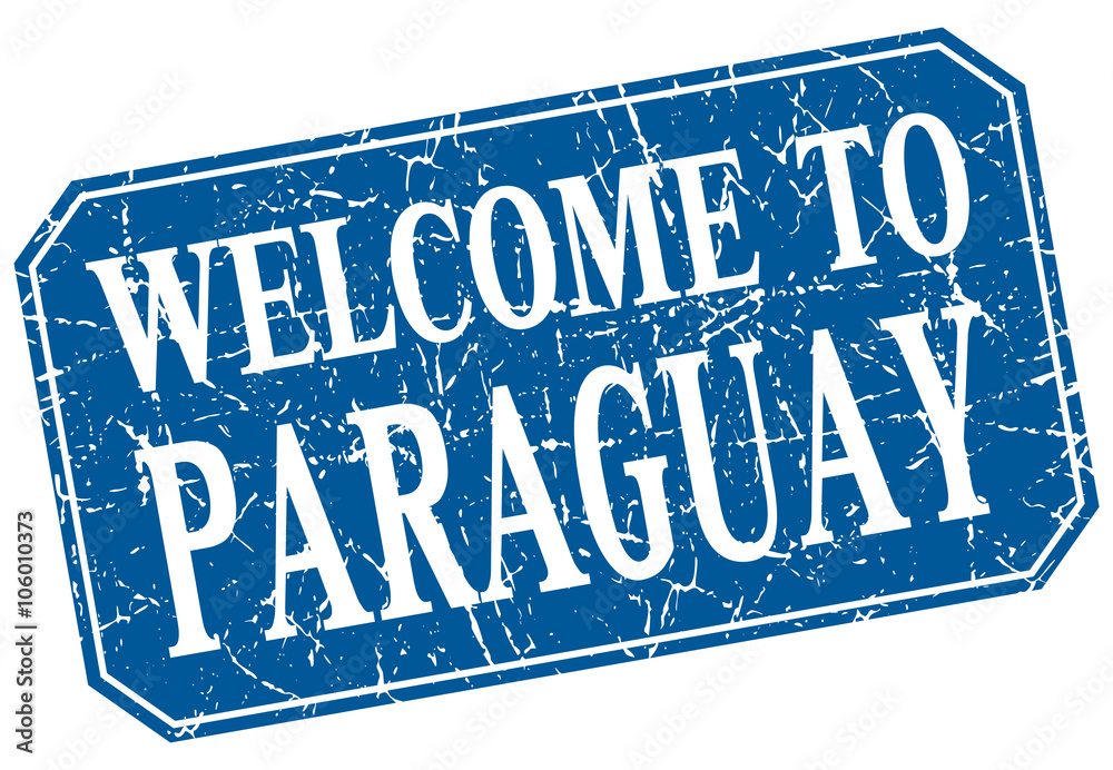 welcome to Paraguay blue square grunge stamp