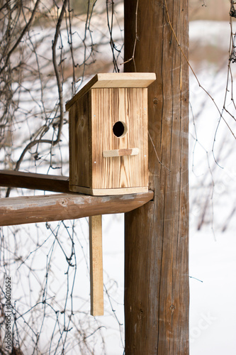 New homemade birdhouse made of wood