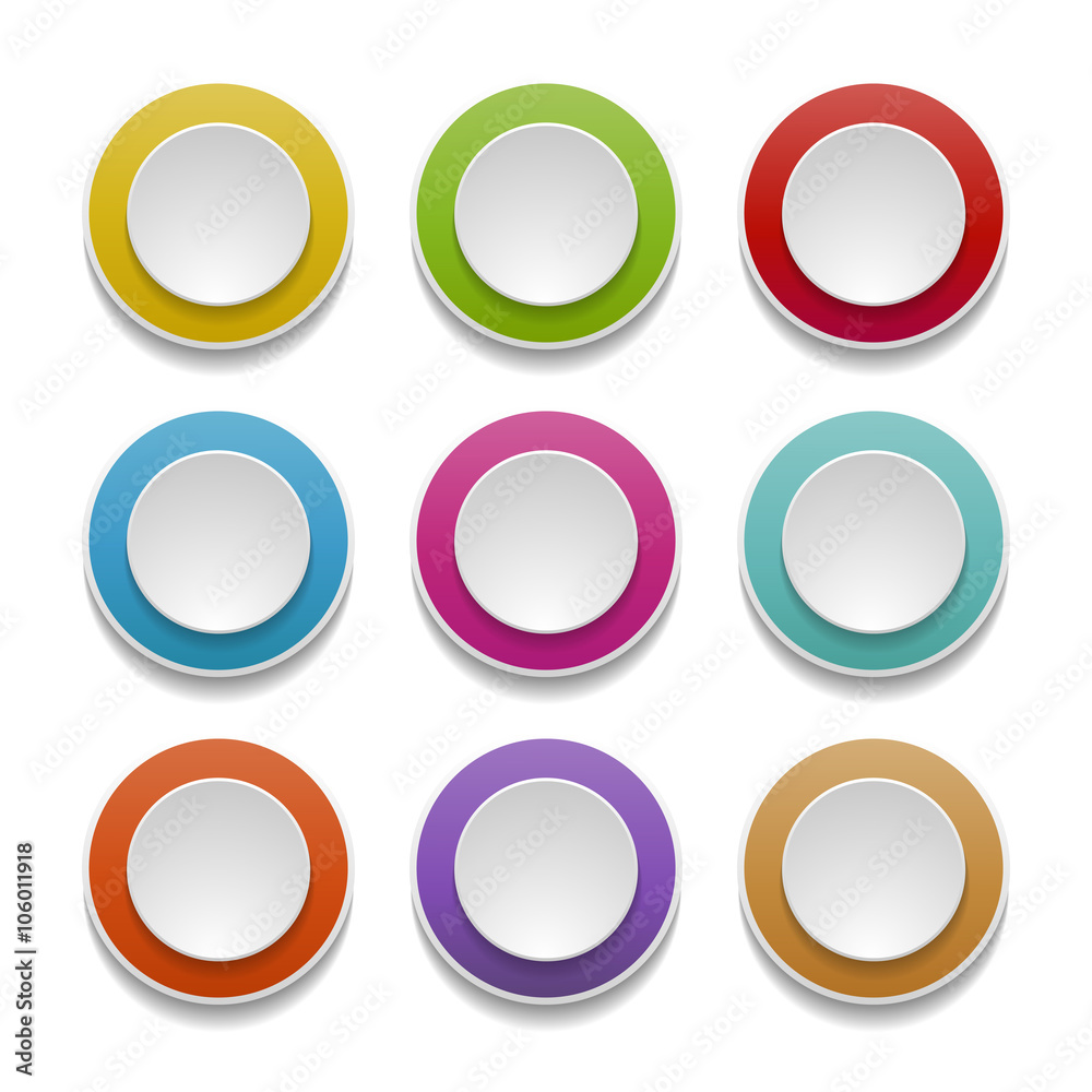 set of round paper buttons set of round paper buttons