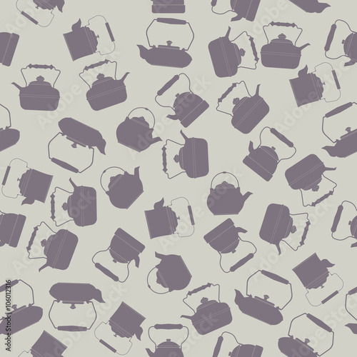 Vector seamless pattern with kettles silhouettes