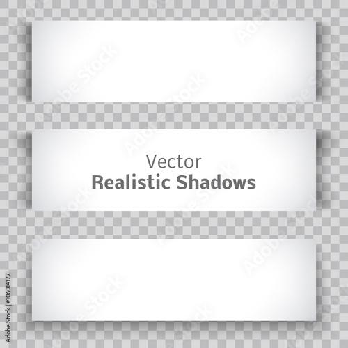 Set of blank banner sheet paper with shadow