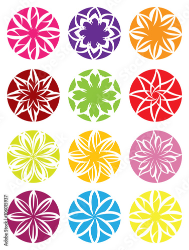 Flower Patterns in Circle Vector Icon Design