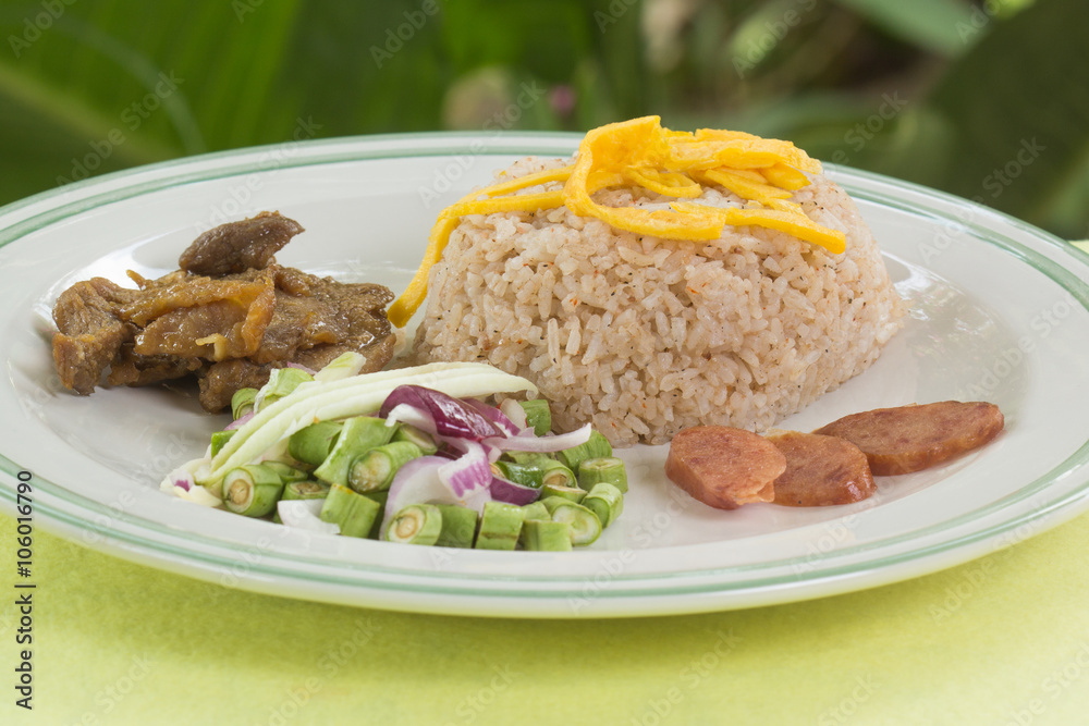 Fired Rice with shrimp paste on the plate Fired Rice with shrimp paste on the plate