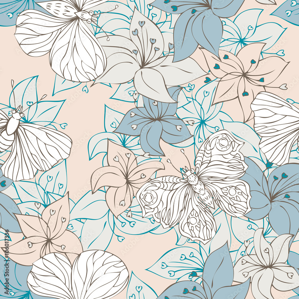 Obraz premium abstract vector seamless pattern with flowers