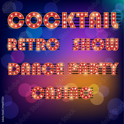 vector collection of colored realistic neon signboards
