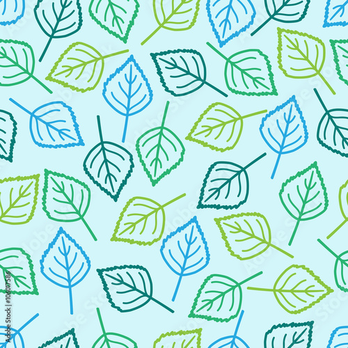 vector seamless background with colored leaves