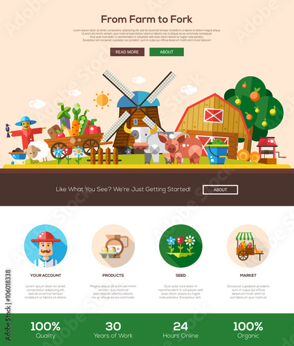 Farmery website header banner with webdesign elements