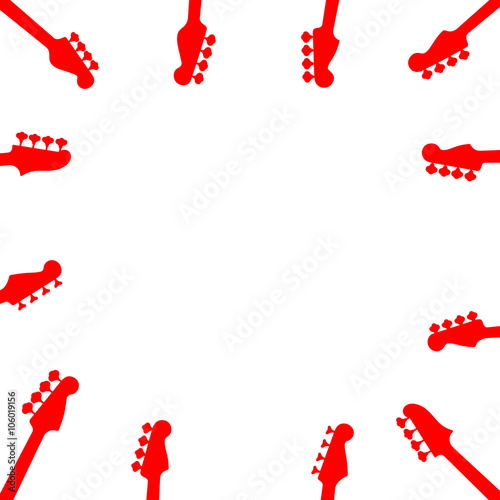 Bilde på lerret Music border with guitar headstock silhouette