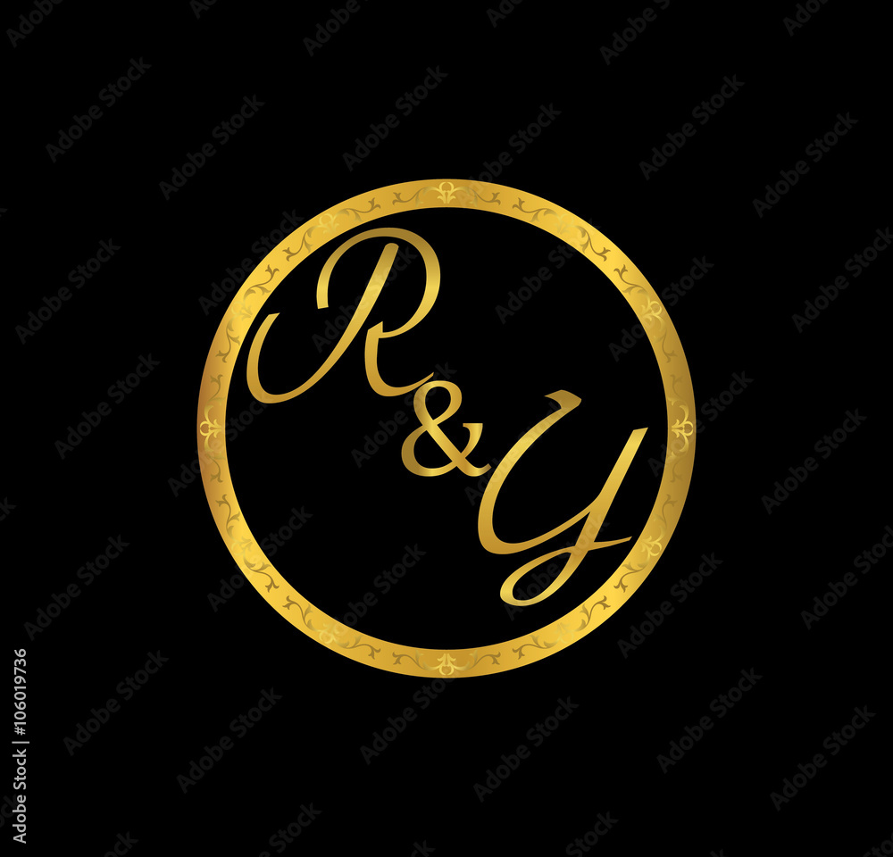 RY initial wedding in golden ring RY initial wedding in golden ring