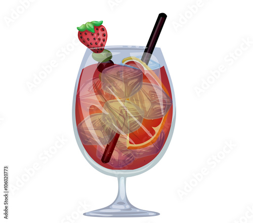 spritz cocktail with ice and fruits decorations